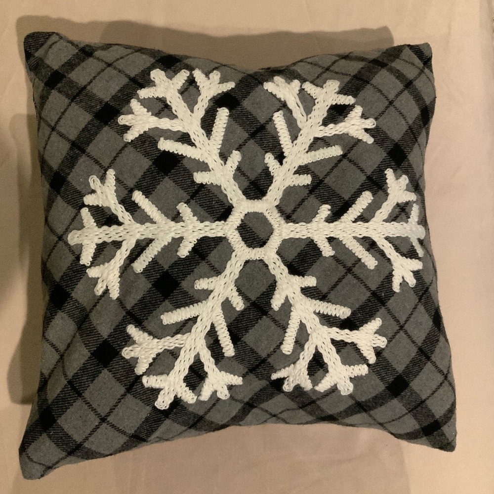Snowflake flannel Square Pillow Winter Decor Home Cottagecore